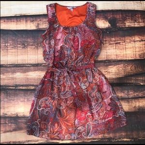 Red/Orange paisley tank dress